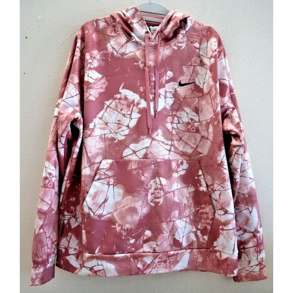 Nike DQ4836-698 Men's Sz L Pink Therma-FIT Printed Pullover Fitness Hoodie - Picture 1 of 10